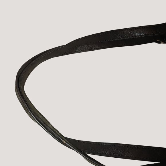 Tignanello Leather Suede Tan Black Brown Suede Shoulder Bag Silver Dual Pockets - Picture 7 of 10